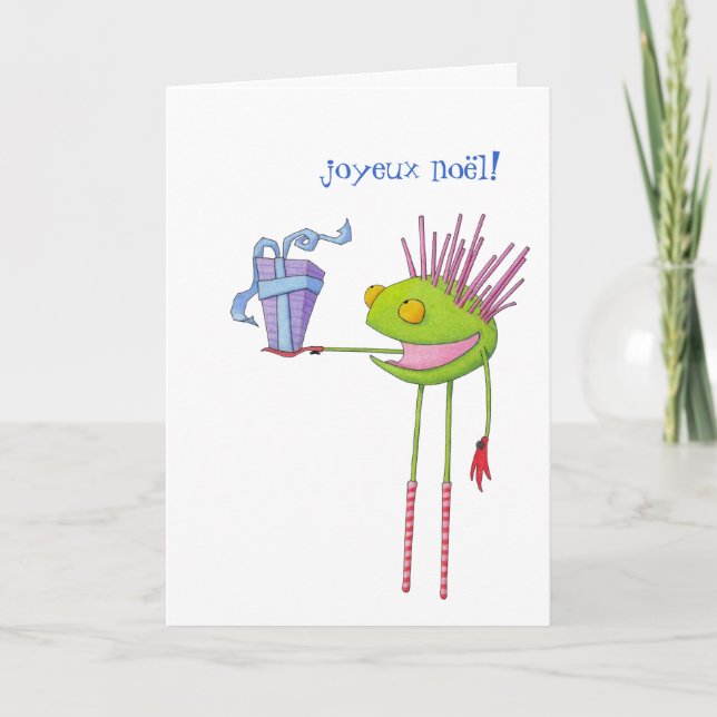 Tarjeta de Navidades Cedric Francés Critter (Anverso)