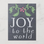 Tarjeta de Navidades CHALKBOARD LOOK<br><div class="desc">¡Alegría al mundo! Tarjeta Guay de estilo pizarra. Disponible en dos tamaños de tarjetas con sobres,  o en postales.  
 ¡Compra uno o cien o más! Cuando compras a granel ahorras.  Personalizable completo,  añade un saludo,  personaliza el contenido de tu corazón. 
De Scarebaby Design,  respaldado por la garantía Zazzle.</div>