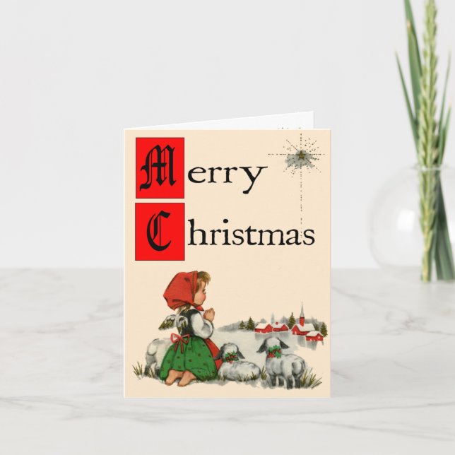 Tarjeta de Navidades Chicas retro-estilo (Anverso)