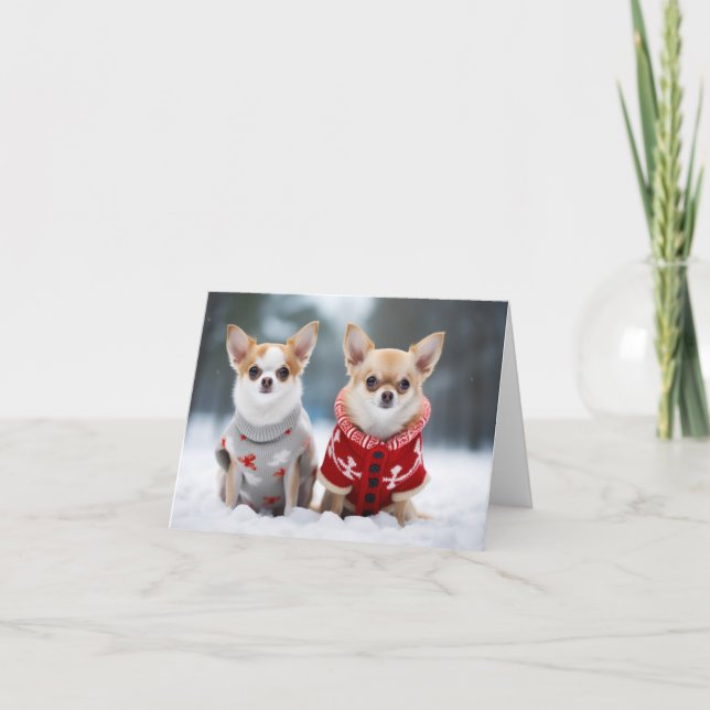 Tarjeta de Navidades Chihuahuas (Anverso)