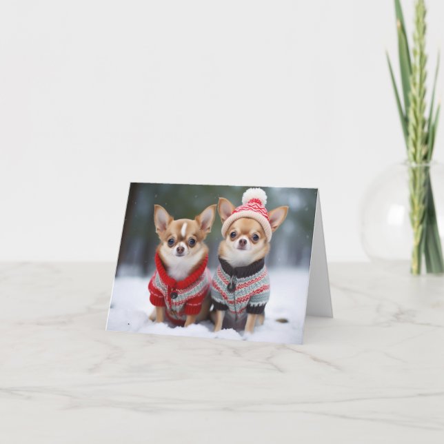 Tarjeta de Navidades Chihuahuas (Anverso)