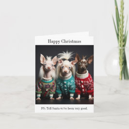 Tarjeta de Navidades chinos de cachorros de perro 