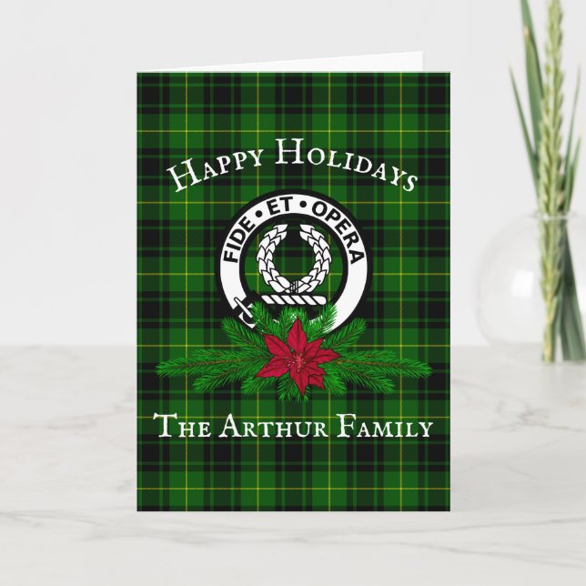 Tarjeta de Navidades Clan Arthur Escudo Badge y Ta (Anverso)
