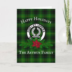 Tarjeta de Navidades Clan Arthur Escudo Badge y Ta