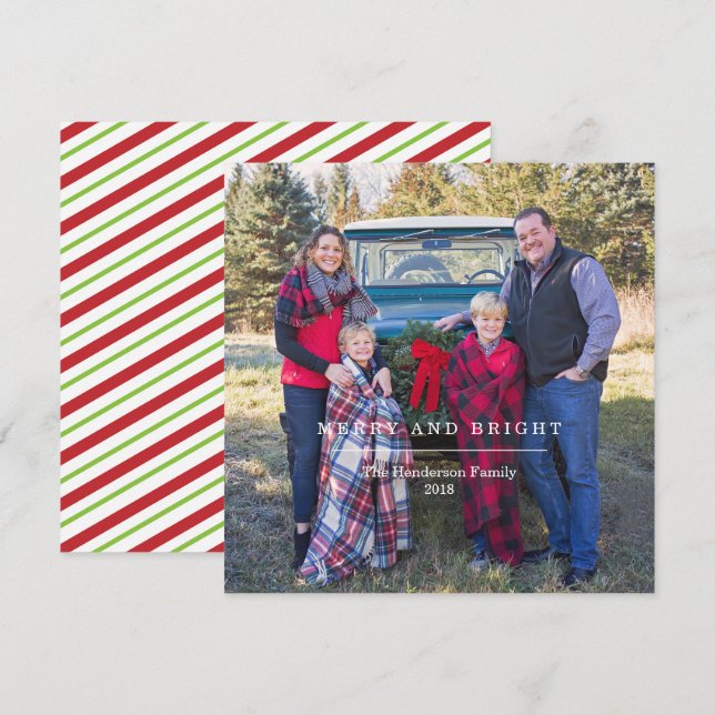 Tarjeta de Navidades clásicos de fotos merry y lum (Anverso / Reverso)