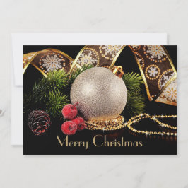 Tarjeta de Navidades clásicos de lujo Black Gold S