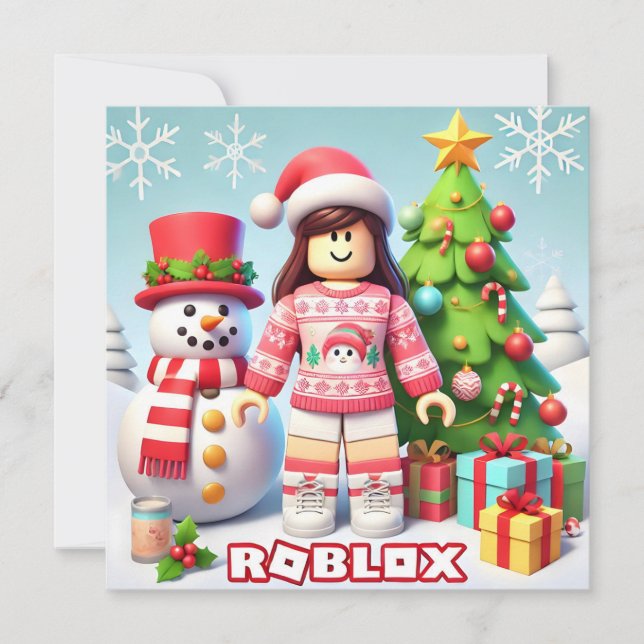 Tarjeta de Navidades clásicos de Robloxo para niño (Anverso)