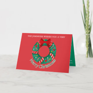 Tarjeta de Navidades clásicos en rojo y verde
