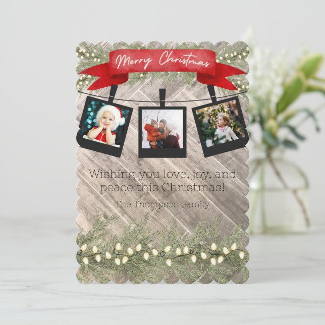 Tarjeta de Navidades clásicos personalizada (Anverso de pie)