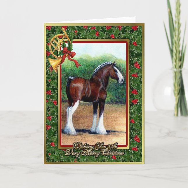 Tarjeta de Navidades Clydesdale Draft Horse Blank (Anverso)