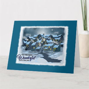 Tarjeta de navidades con aldea lista para las esta