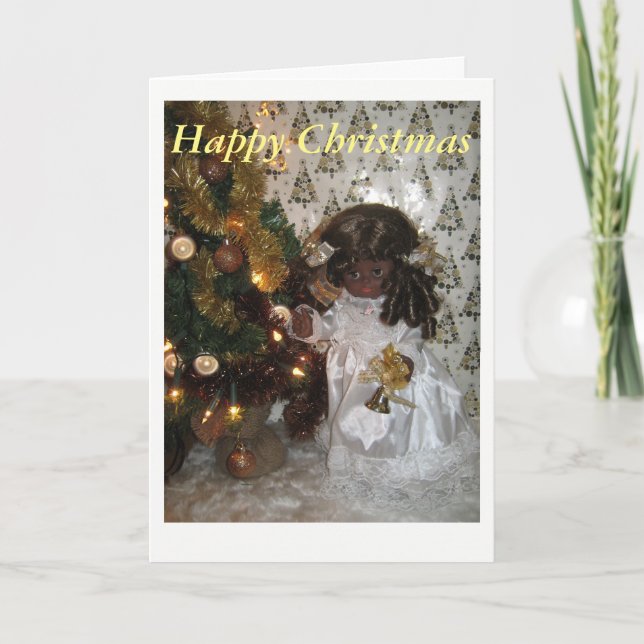 Tarjeta de navidades con ángel negro (Anverso)