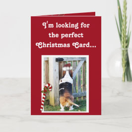 Tarjeta de Navidades con Basset, Candy Cane y Niev