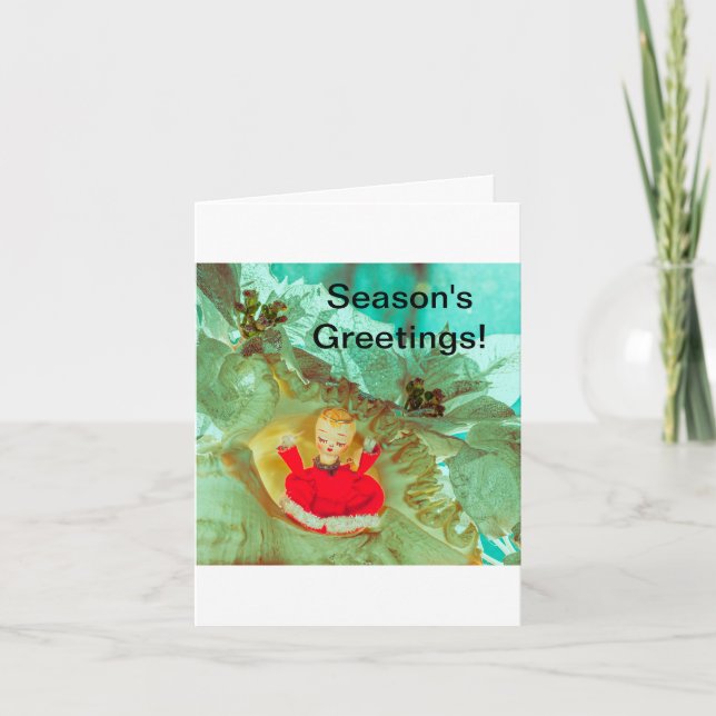 Tarjeta de navidades con cherub de ángel de bonito (Anverso)