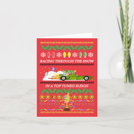 Tarjeta de navidades con coche de carreras