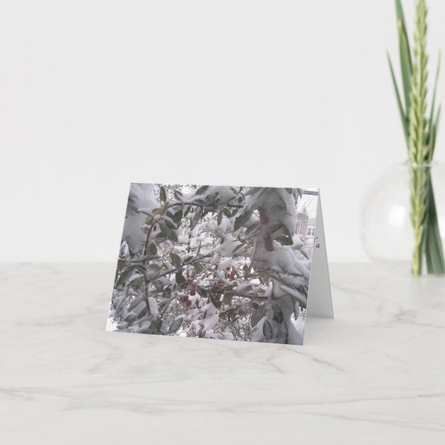 Tarjeta de Navidades con deseos de invierno cálido (Anverso)