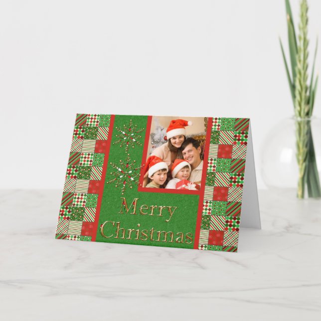 Tarjeta de navidades con dos insertos de fotos fam (Anverso)