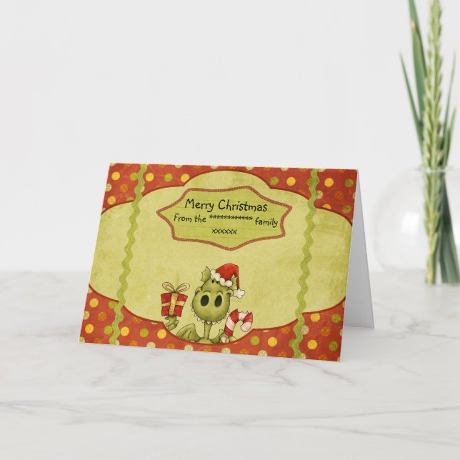 Tarjeta de navidades con Dragón Cuto Personalizado (Anverso)