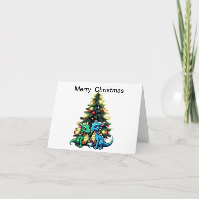 Tarjeta de navidades con dragones adorables (Anverso)