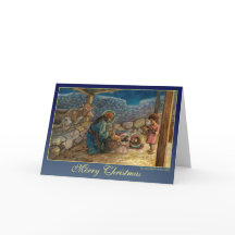 Tarjeta de navidades con escena de Natividad