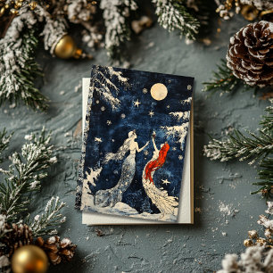 Tarjeta de Navidades con estilo de cosecha azul co
