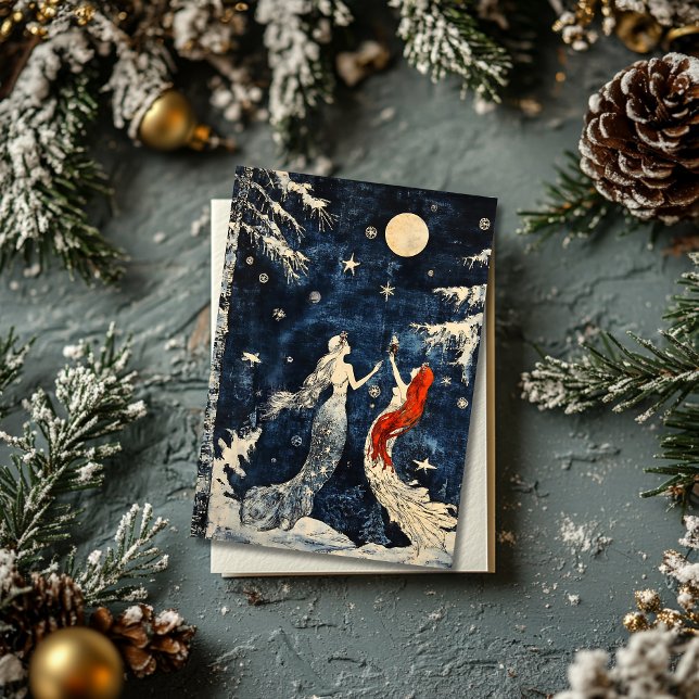 Tarjeta de Navidades con estilo de cosecha azul co (Subido por el creador)
