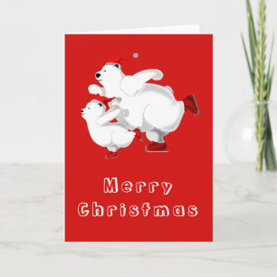 Tarjeta de navidades con familia de osos de patina