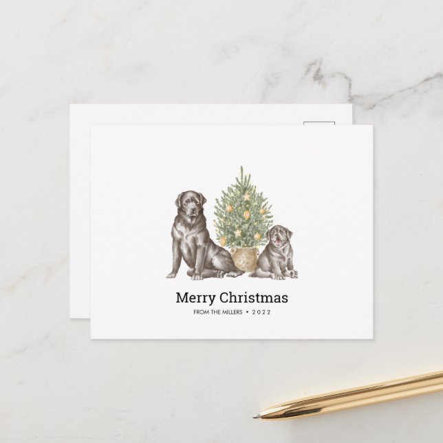 Tarjeta de navidades con familia de perros de Labr (Anverso/Reverso In Situ)