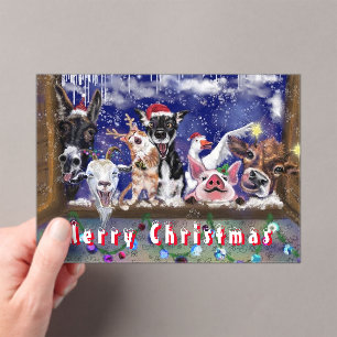 Tarjeta de navidades con Fiesta de animales de gra