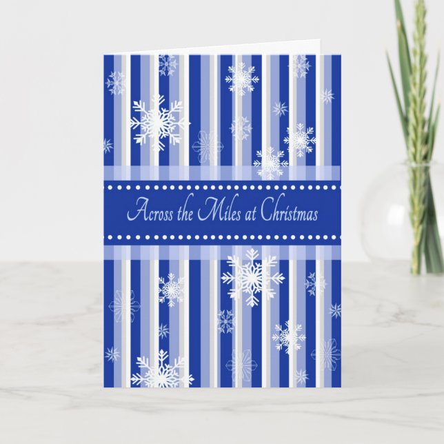 Tarjeta de Navidades con franjas azules a lo largo (Anverso)