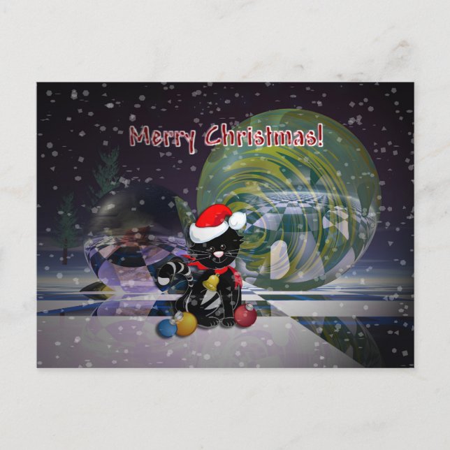 tarjeta de navidades con gato (Anverso)