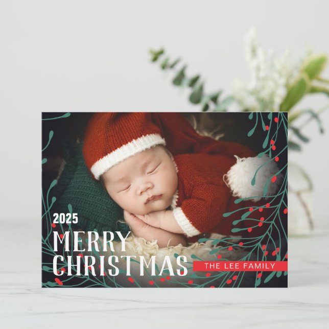 Tarjeta de navidades con imagen personalizada (Anverso de pie)