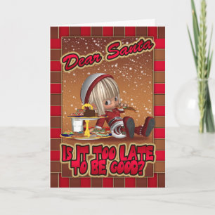 Tarjeta de navidades con jengibre de elfo travieso