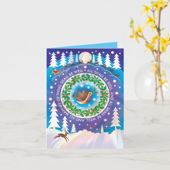 Tarjeta de Navidades con la cita 'Todo estará bien (flor amarilla)