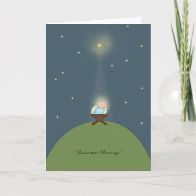 Tarjeta de navidades con la natividad del bebé Jes (Anverso)