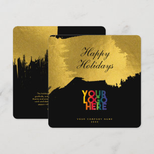 Tarjeta de Navidades con logotipo de negocios Blac