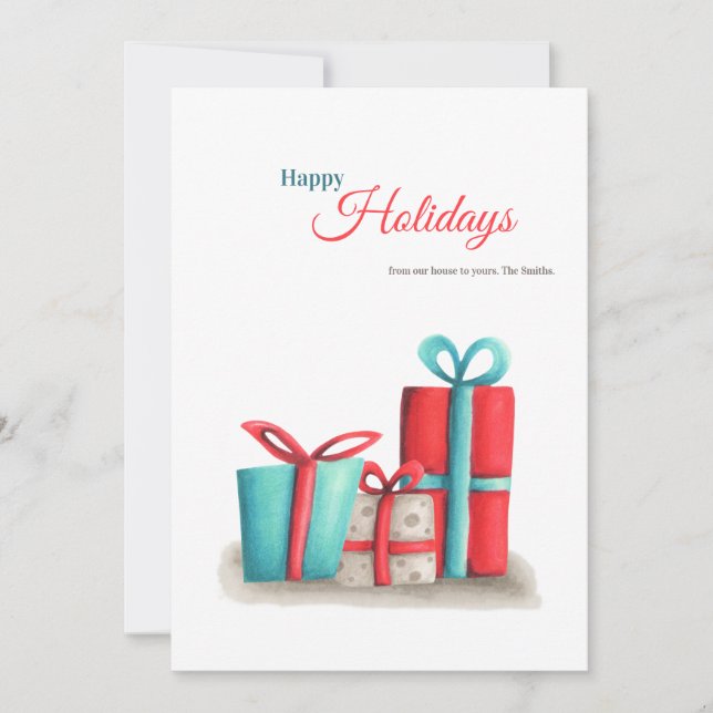Tarjeta de Navidades con luces de vacaciones corta (Anverso)