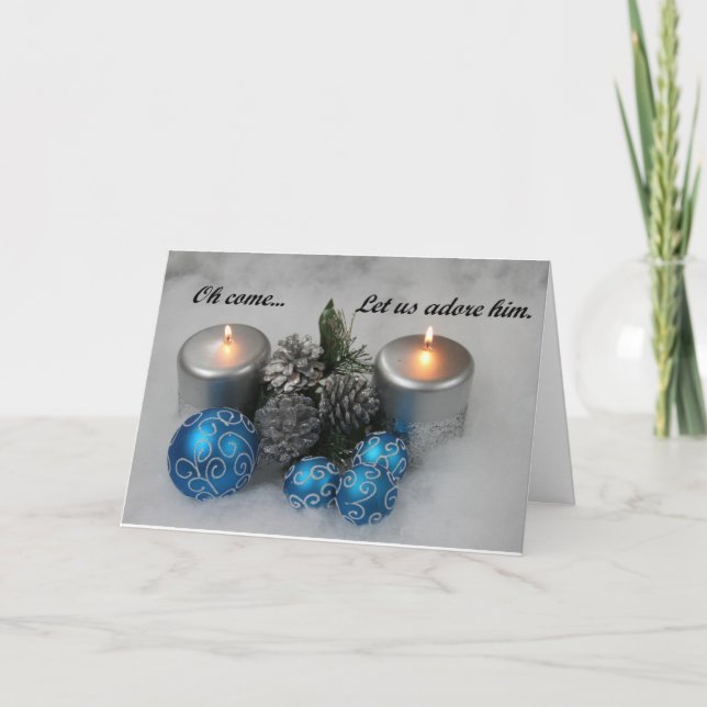 Tarjeta de navidades con "Oh, ven, déjennos adorar (Anverso)