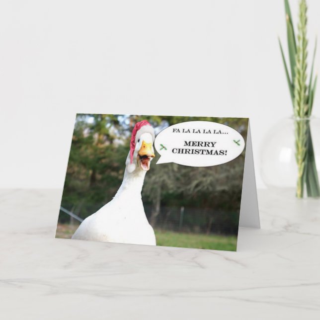 Tarjeta de navidades con pato cantante (Anverso)