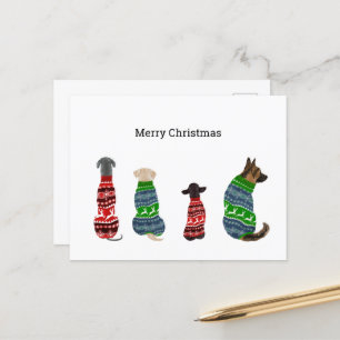 Tarjeta de navidades con perros con suéter