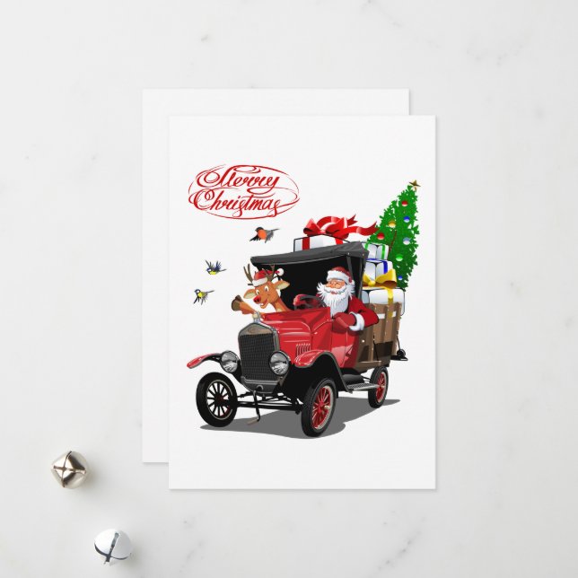 Tarjeta de navidades con personalizado Santa y cie (Anverso/Reverso In Situ)