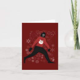 Tarjeta de navidades con pie grande y santa