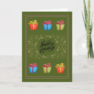 Tarjeta de navidades con regalo en verde