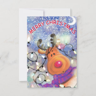 Tarjeta de navidades con reno feliz