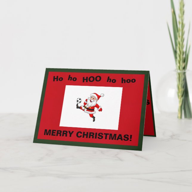 Tarjeta de navidades con Santa Jugando Fútbol (Anverso)