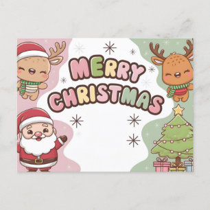 Tarjeta de Navidades con Santa y reno
