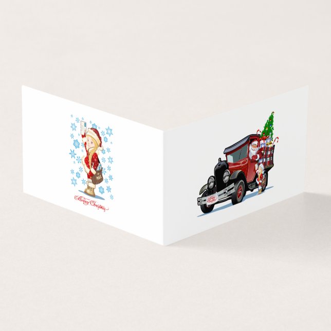Tarjeta de navidades con Santa y Snow Maiden-Postm (Exterior)