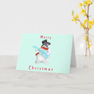 Tarjeta de navidades con Snowman de música rock