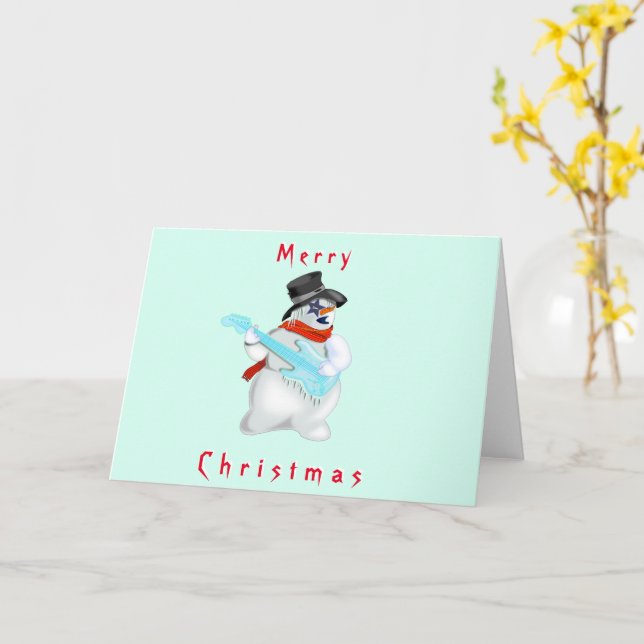Tarjeta de navidades con Snowman de música rock (flor amarilla)