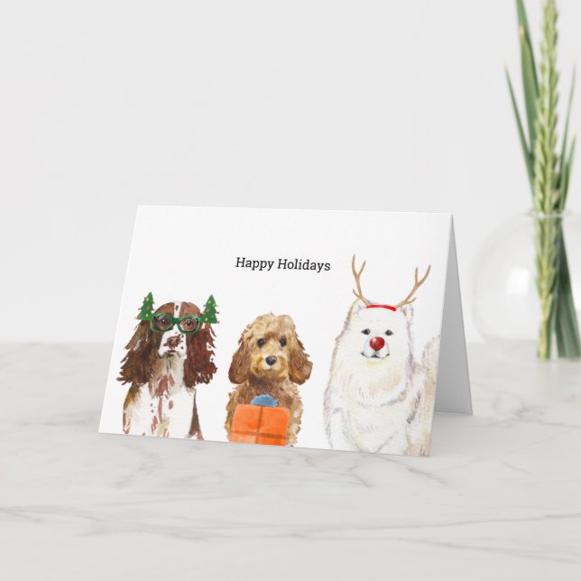 Tarjeta de navidades con tres perros Navidades (Anverso)